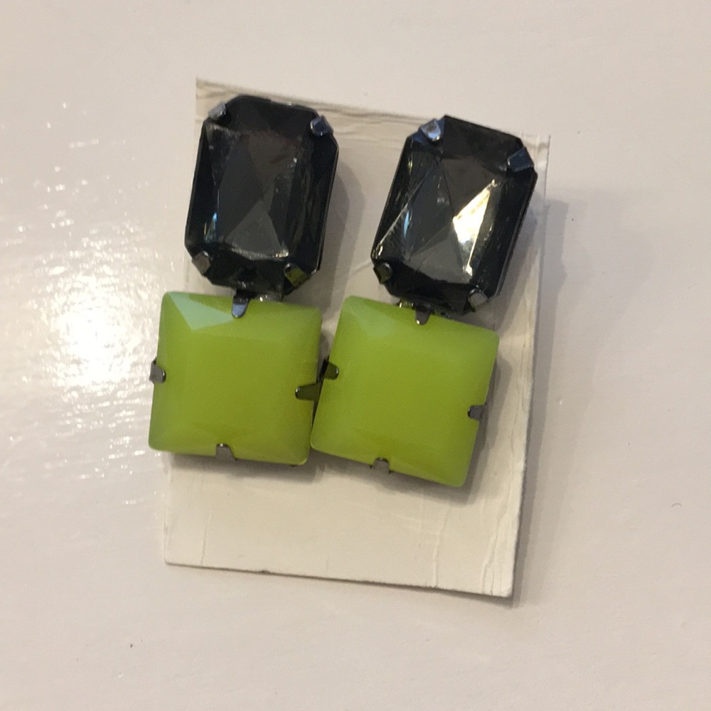 Neon green and black earrings